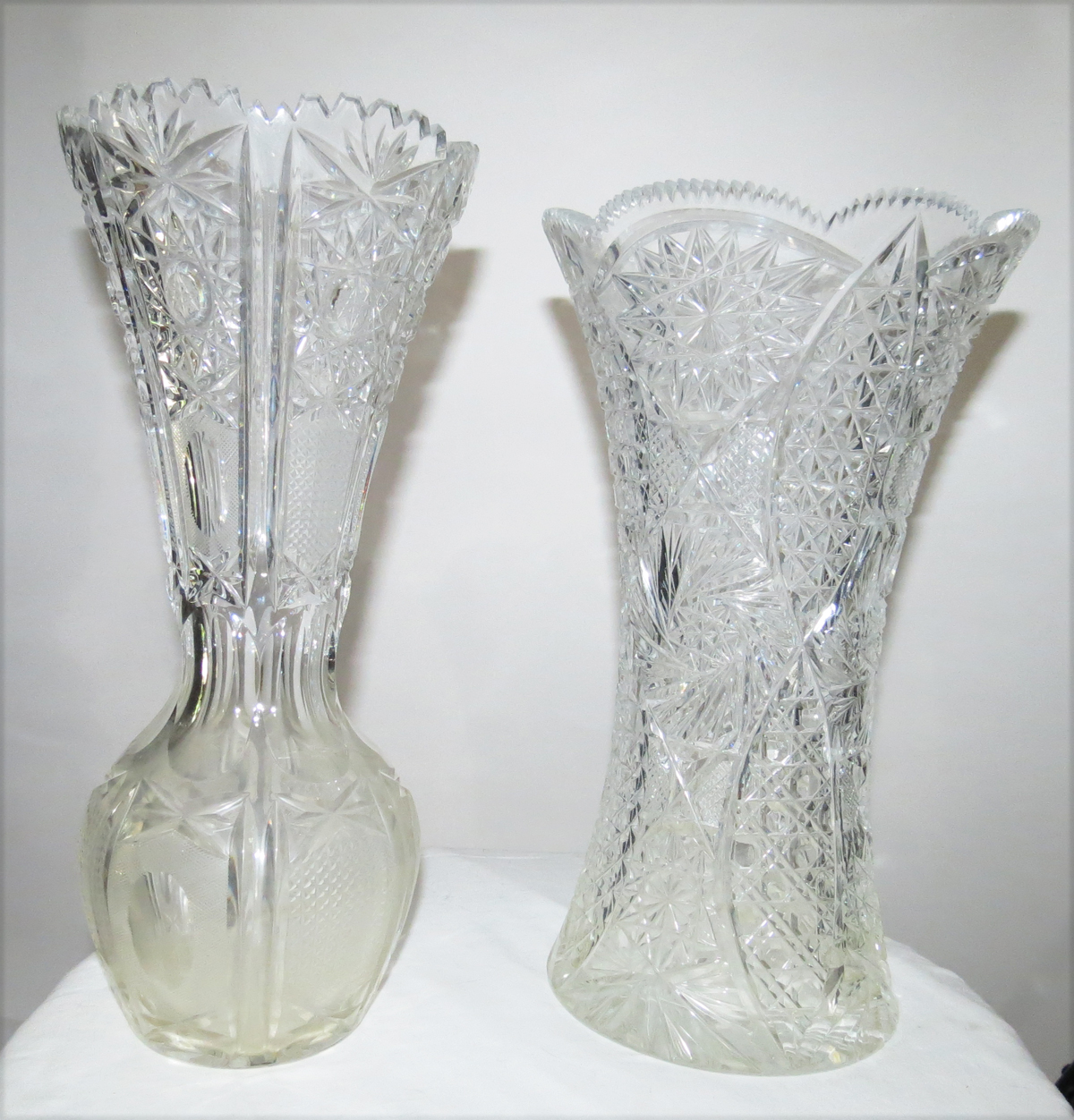 Pair of American Brilliant Cut Glas Vases Modernism